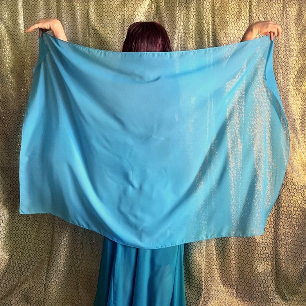 Light Blue Chiffon Veil for Belly Dance. New